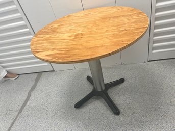 Round Table- Raw Wood Top With Metal Base