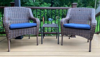 Outdoor Comfort Set - Hampton Bay Chairs With End Table