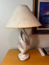 Composite Base Table Lamp With White Shade