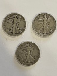 3 - 1935 Walking Liberty Silver Half Dollar