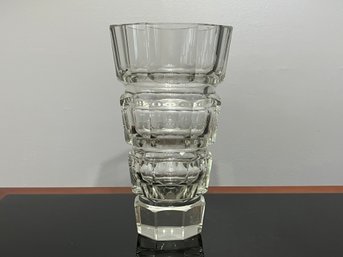 Art Deco Geometric Crystal Vase In The Style Of Josef Hoffmann