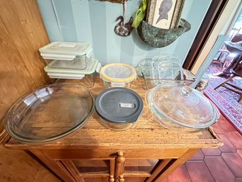 Vintage Glass: 2 Anchor Ovenware, Glass Lock, Glass Lock Boxes Clean & Fresh, One Pyrex Glass Bowl