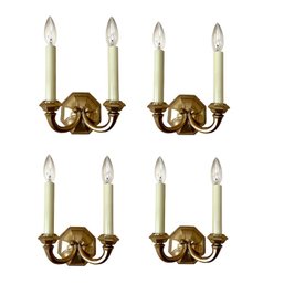 A Collection Of 4 Solid Brass Double Arm Sconces