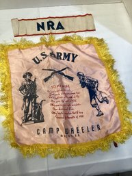 1930s ~ 1940s Era NRA Band And A Soldiers Thank You Banner And Prayer To His Wife