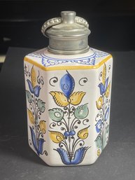 Continental Faience Pewter Lidded Tes Caddie