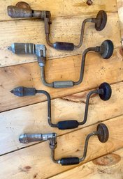 4 Antique Manual Hand Drills