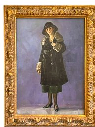 Henry Marcus Moran 1876 -1960 Signed And Framed Vintage Oil On Canvas Of A Young Lady In A Fur Coat. (B-27)