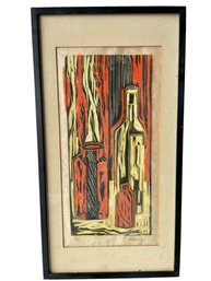 Vintage Pencil Signed And Numbered Color Woodblock Print By E. Koenig.