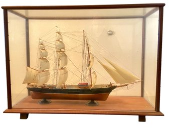 Vintage  Marx Ship Model- The Sea Witch Clipper Ship ??? In A Vintage Display Case.