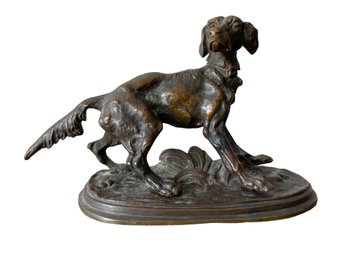 Small Vintage Bronze Dog Statue By P.J Mene  4' Tall