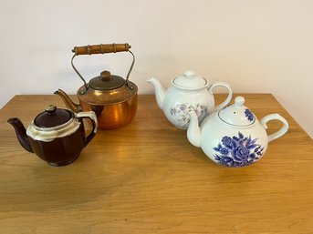 Vintage Copper & Ceramic Tea Pots