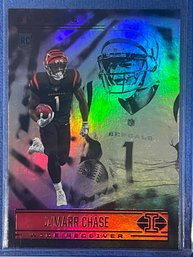2021 Panini Illusions Ja'Marr Chase Purple Parallel Refractor Rookie Card #65