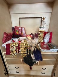 Holiday Glamour, With All The Trimmings, On Gold And Blue, Red And White, Runner And Linens