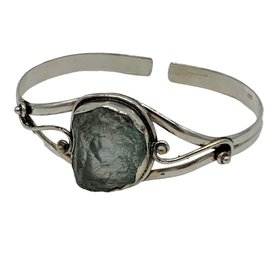 Sterling Silver & Raw Aquamarine Cuff Bracelet