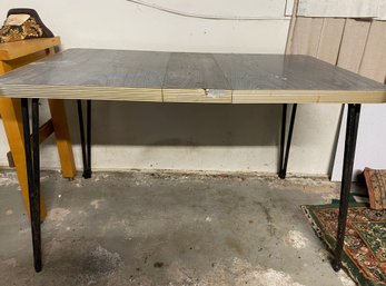 Vintage Formica Gray Table With Pin Legs