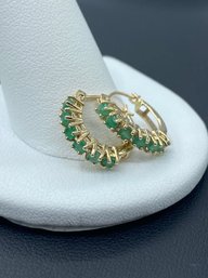 Radiant Multi Emerald & 14k Yellow Gold Hoop Earrings