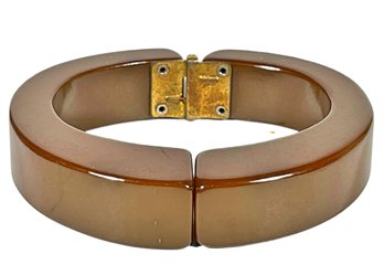 Vintage Brown Bakelite Plastic Hinged Clamp Bangle Bracelet