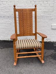 Vintage Wooden Rattan Back Rocking Chair