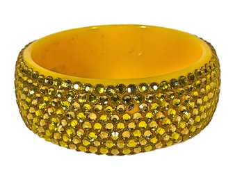 Sunshine Yellow Rhinestone Plastic Bangle Bracelet