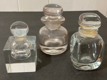 Trio Vintage Perfume Bottles, Givenchy, Hand Blown Glass