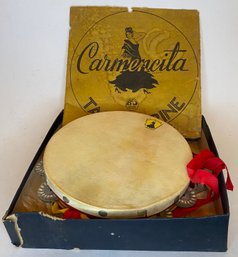 Vintage Old B & J Carmencita Tambourine - NY - Toronto - No 26 Size 26 - In Box - Flamenco - Latin Percussion