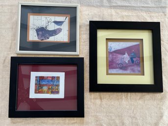 Water Color By Jan Swartwout And Two Prints Framed And Matted, 12x12in And 9x10.5in