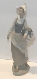 I. Lladro Pilgrim Woman Figurine, Carrying A Basket.