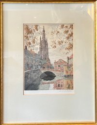 Cathedral Lithograph/Etching Print- Colored
