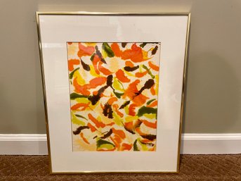 Natalie Wallman Signed 1978 Watercolor In Autumnal Hues, Framed & Matted