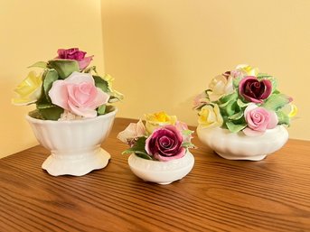 Coalport Porcelain Floral Arrangements, 3 In Nice Condition