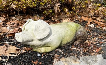 Vintage Concrete Garden Pig Statue