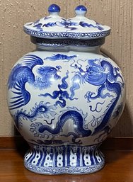 Pretty Blue & White Jardiniere, Chinoiserie Vase