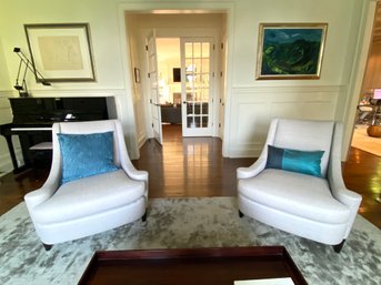 PAIR Beautiful Barbara Barry Custom Upholstered Side Chairs