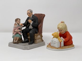 Little Patient By Norman Rockwell And Teddys First Christmas By Lenox Porcelain Figurines