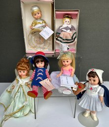 Lot Of 6 Madame Alexander Dolls 2 New In Box, 3 With Original Tags, One With Stand No Tags ( READ Description)