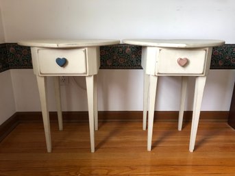 Pair Of Sweet Heart Shaped End Tables