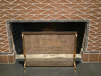 Modern Mesh Petite Fireplace Screen In Copper Bronze Finish  (W1)