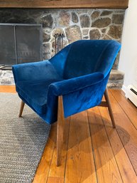 Nuevo Mid Century Style Teal Velveteen Side Chair