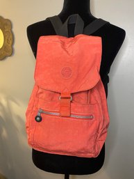 Kipling Brand -coral Canvas Drawstring Backpack