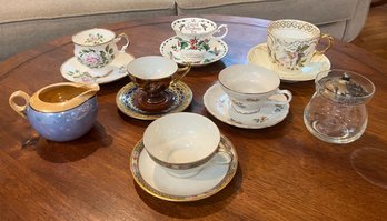 Collection Of Vintage Tea Cups, Creamer & Sugar Bowl