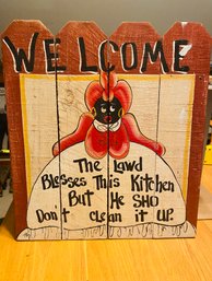 Vintage Black Americana Painted Welcome Sign