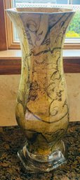 Gold Toned Tall Glass Vase