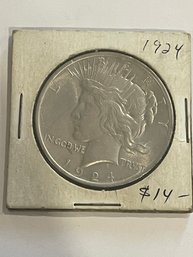 1924 Peace Silver Dollar    Good Condition