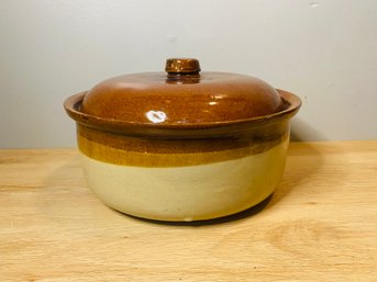 Large Stoneware Oven Crock With Lid