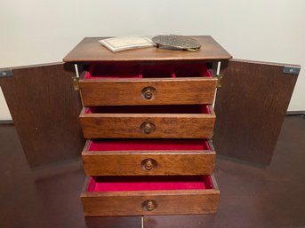 Lovely Wood Jewelry Box And Brass Belt Buckle