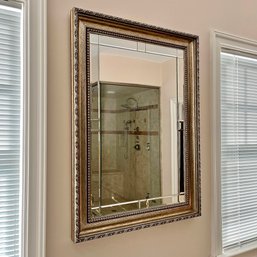A Wall Hanging Silver Toned Wood Mirror  - Pbath