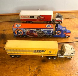 Trio Of 10 Inch Long Tractor Trailers- Ford, Tide And 3way