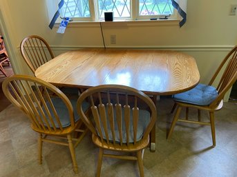 Rectangular Oak Pedestal Kitchen Table And 4 Chairs