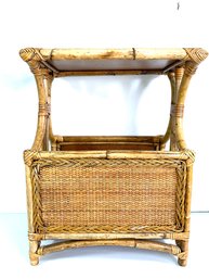 Wicker & Bamboo Magazine Side Table