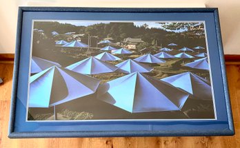 Signed Enlarged Photo By Christo 1994 Photograph By Wolfgang Volz 45x30 The Blue Umbrellas Ibaraki Japan Site